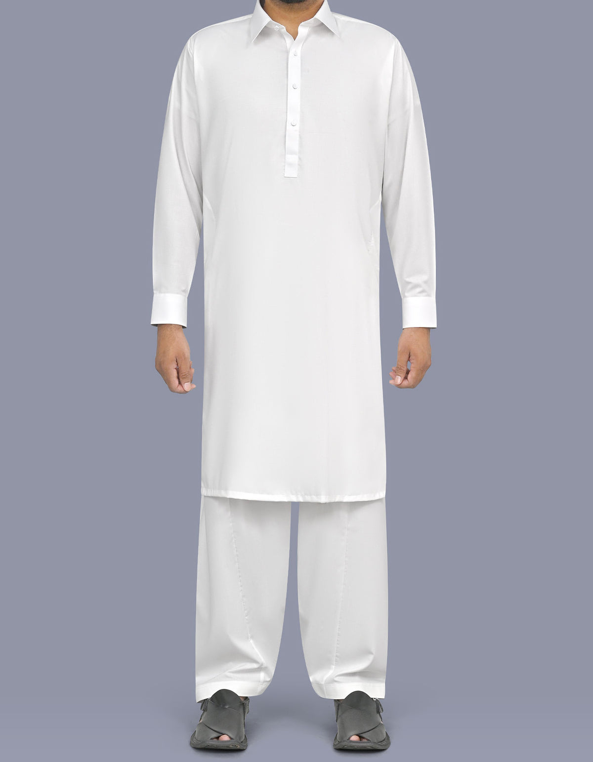 White Texture Kameez Shalwar KS26117R-XS