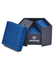 Royal Blue Floral Cufflink Tie Set