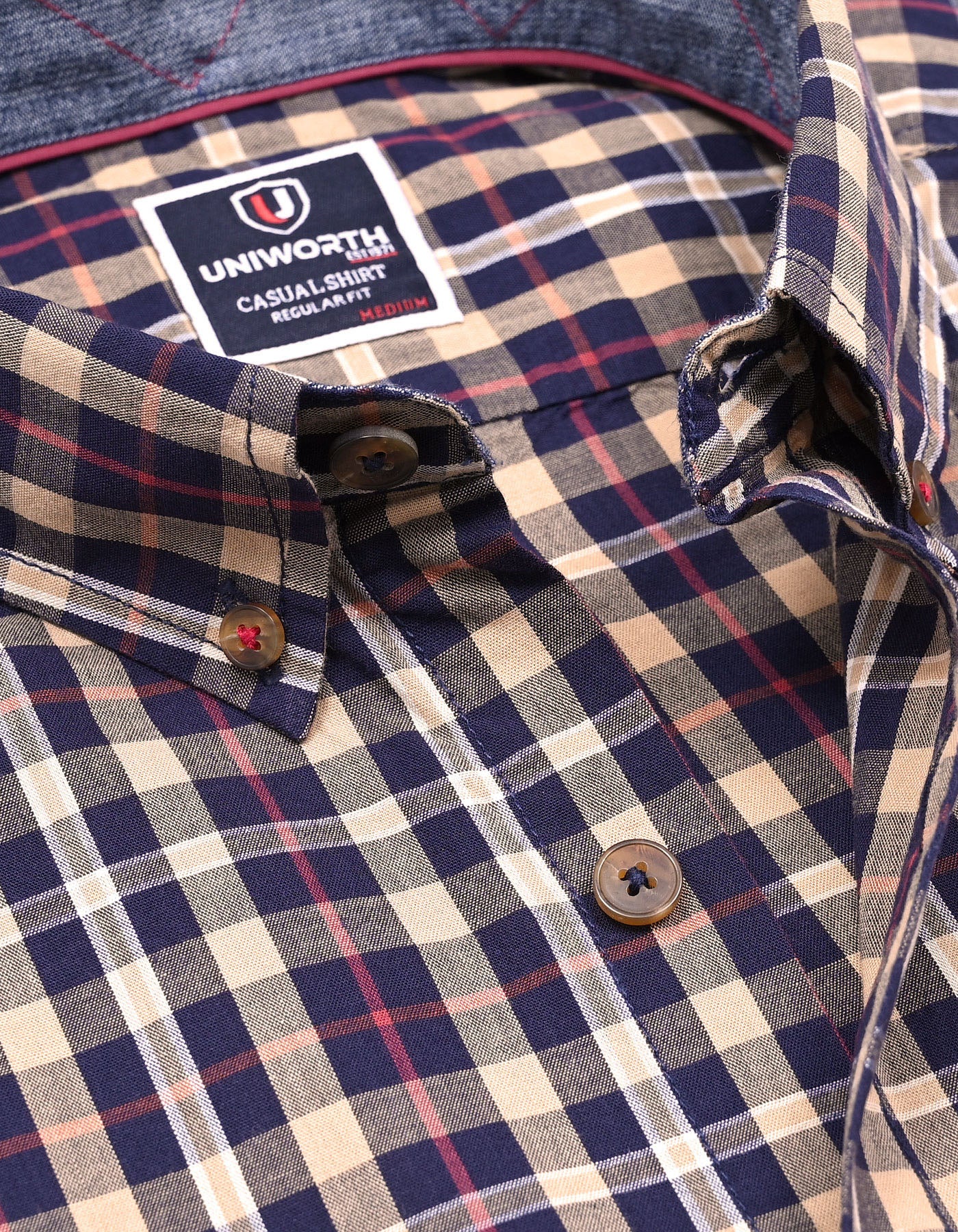 Navy Embriodery Check Casual Shirt CS2367-1R-L
