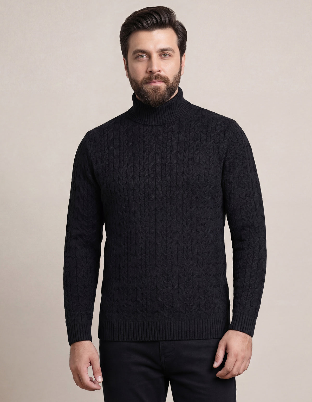 Black Texture Pull Over SFA2509-1-S