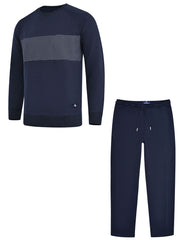 Navy Blue Crew Neck Sweatshirt & Sweatpants Co-ord Set