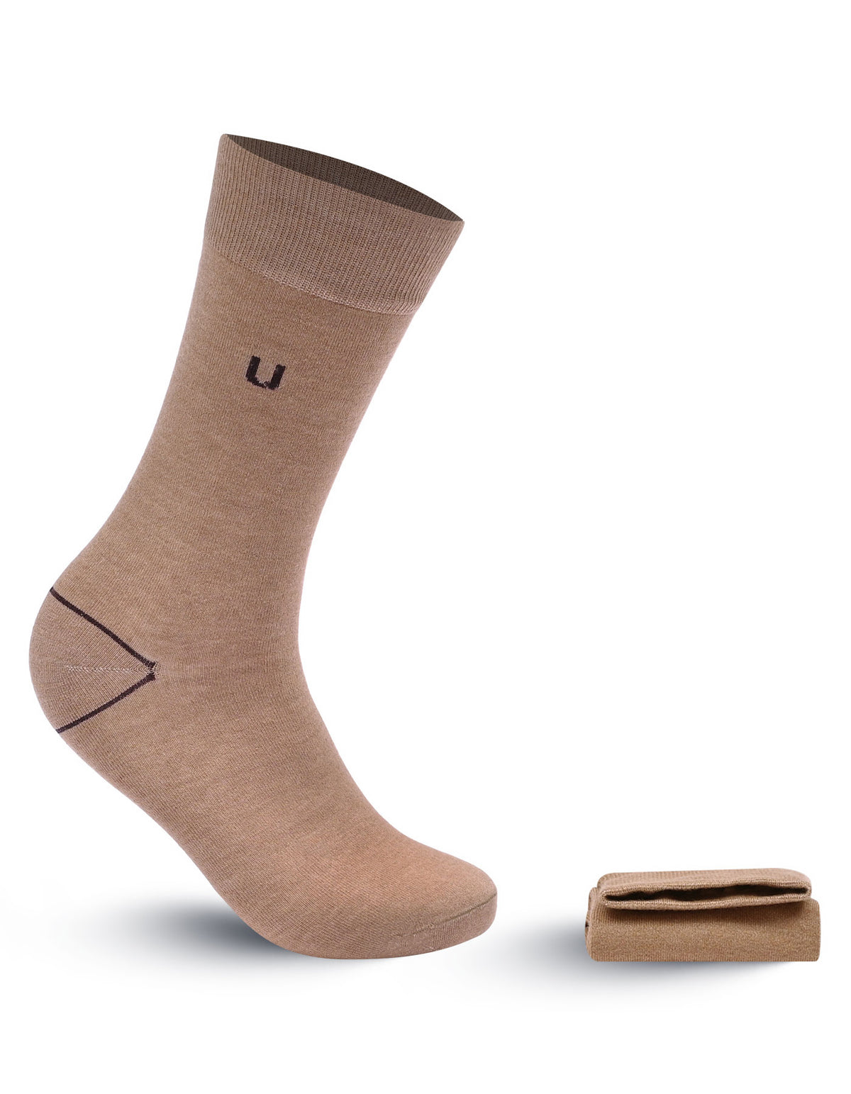 L Brown Plain Wool Socks