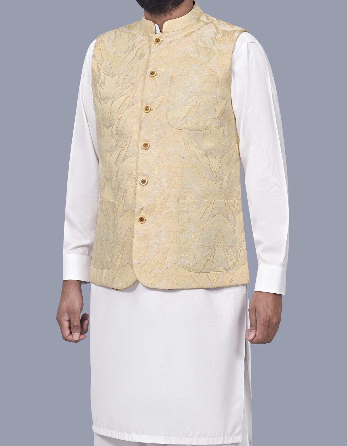 Cream Texture Waist Coat WC2601C-38