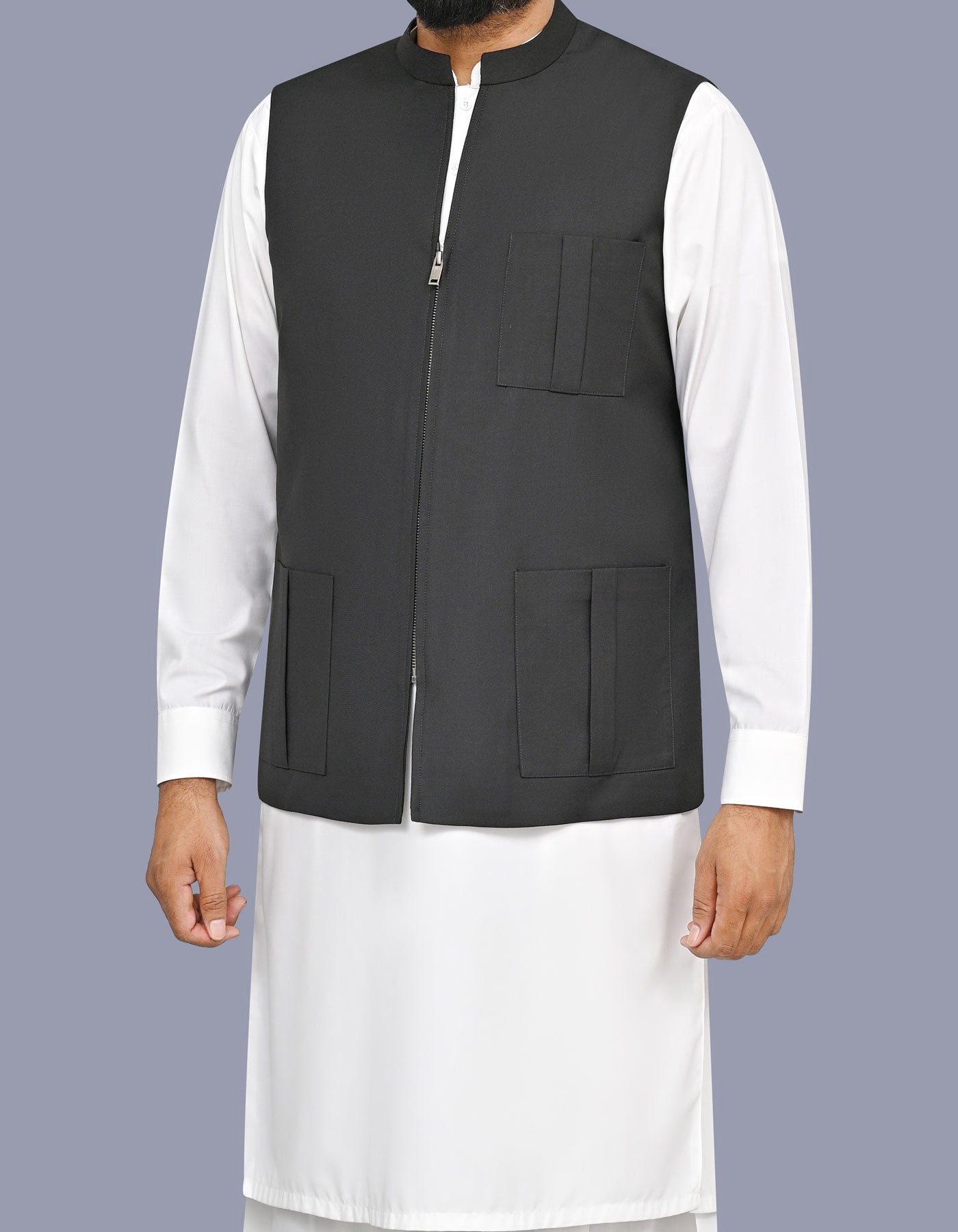 Black Plain Waist Coat WC2623S-38