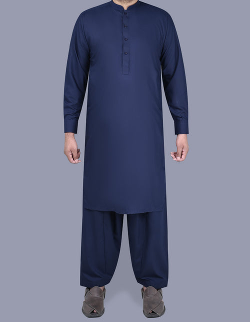 Navy Plain Smart Fit Kameez Shalwar
