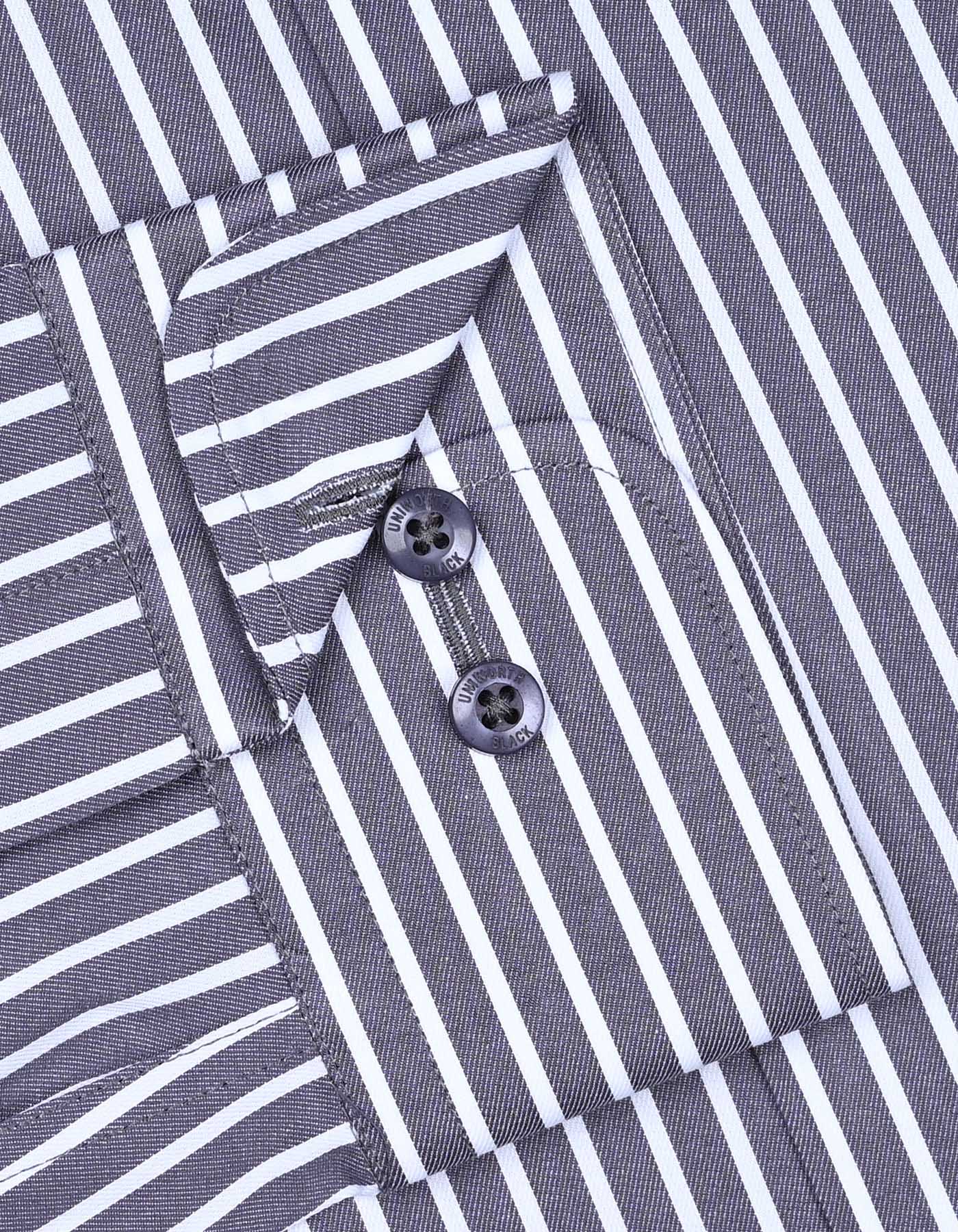 Stripe Grey Classic Fit Shirt FS2884-1RF-15.5