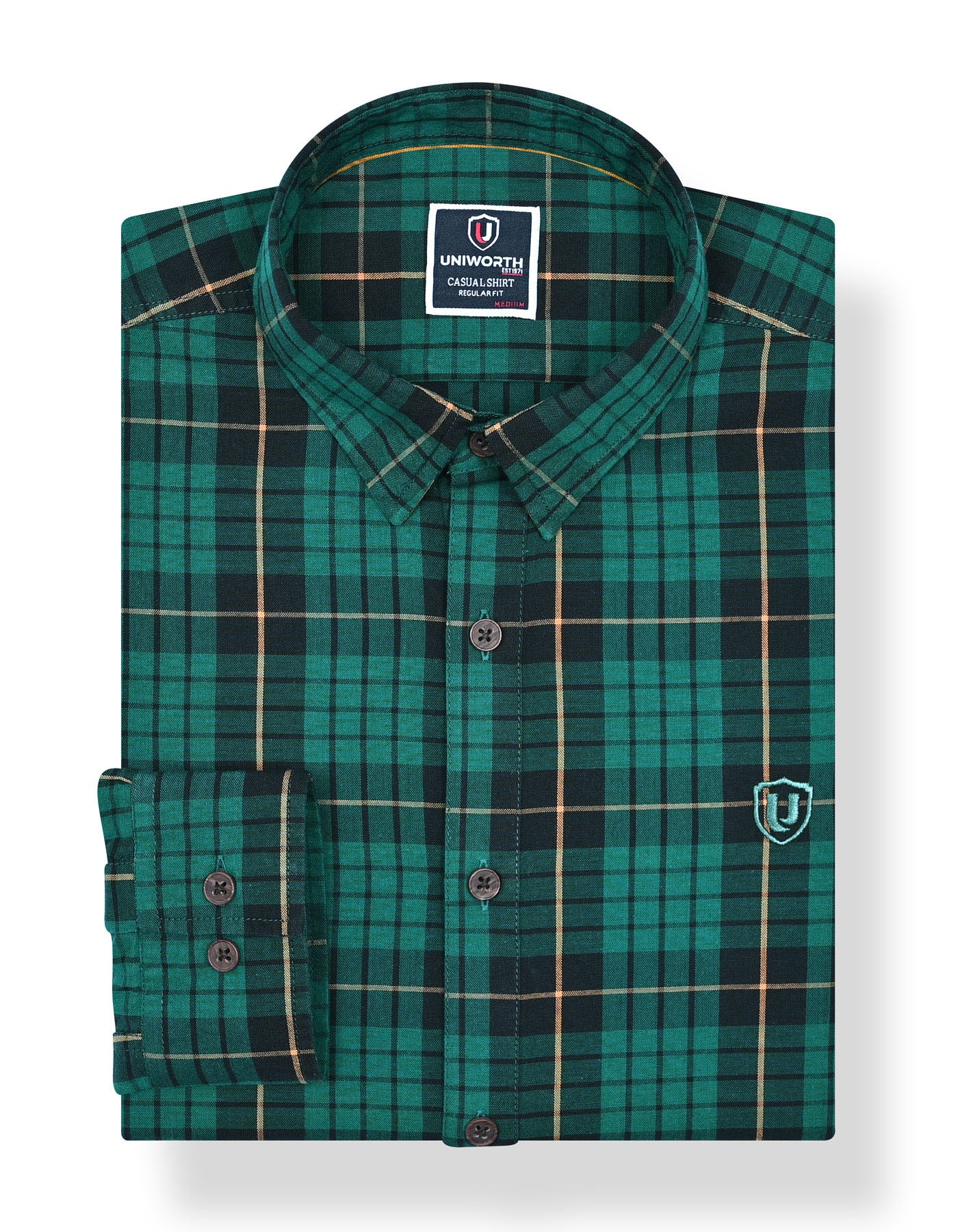 Green Embriodery Check Casual Shirt CS2366-1R-S