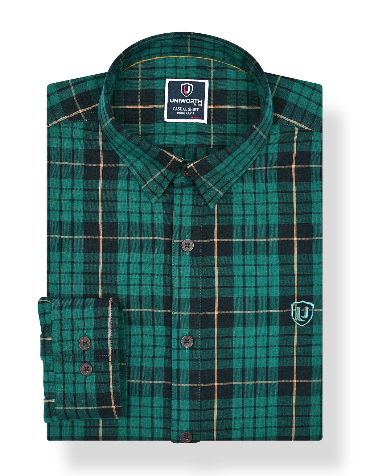 Green Embriodery Check Casual Shirt CS2366-1R-S