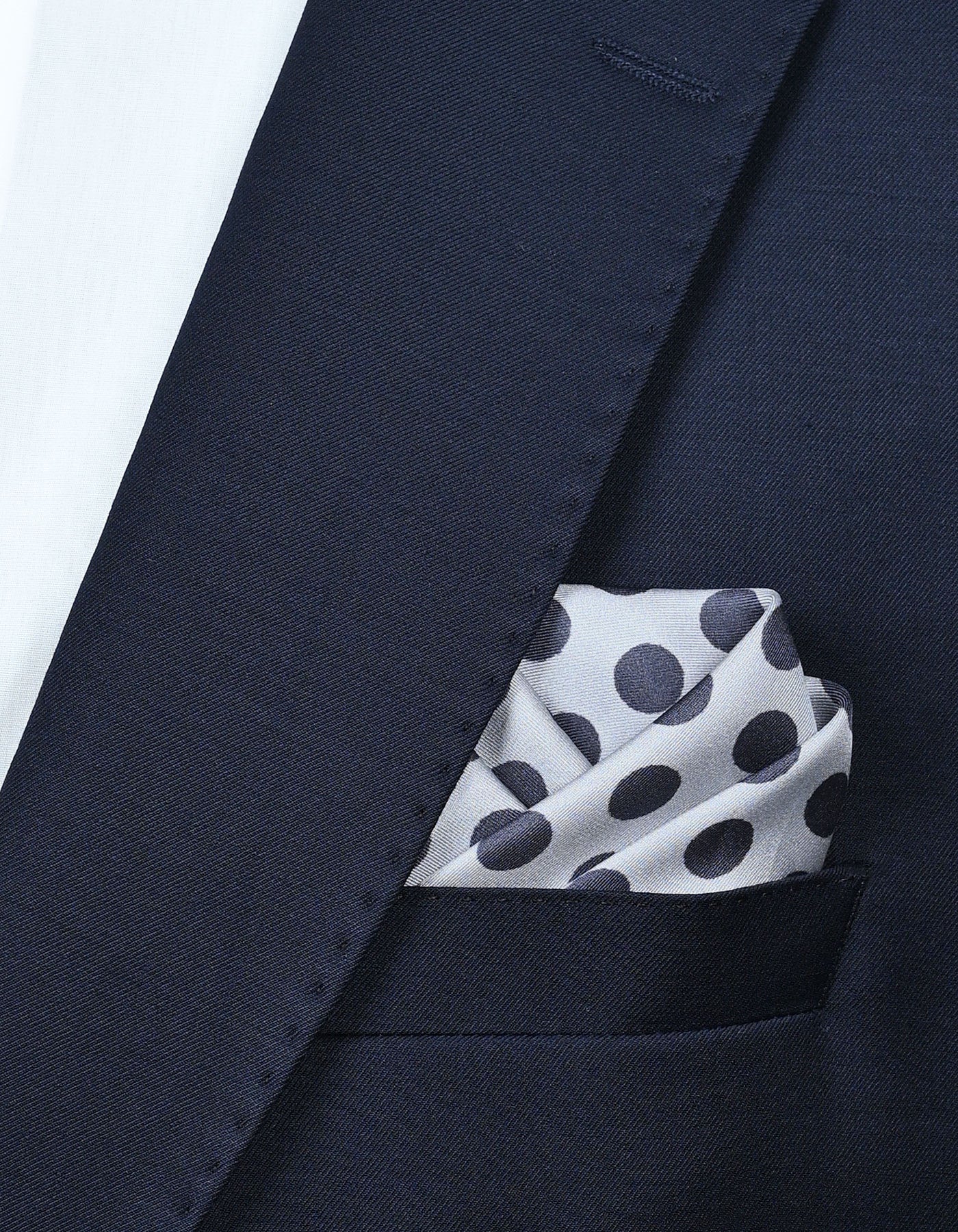 Silver Dotted Pocket Square