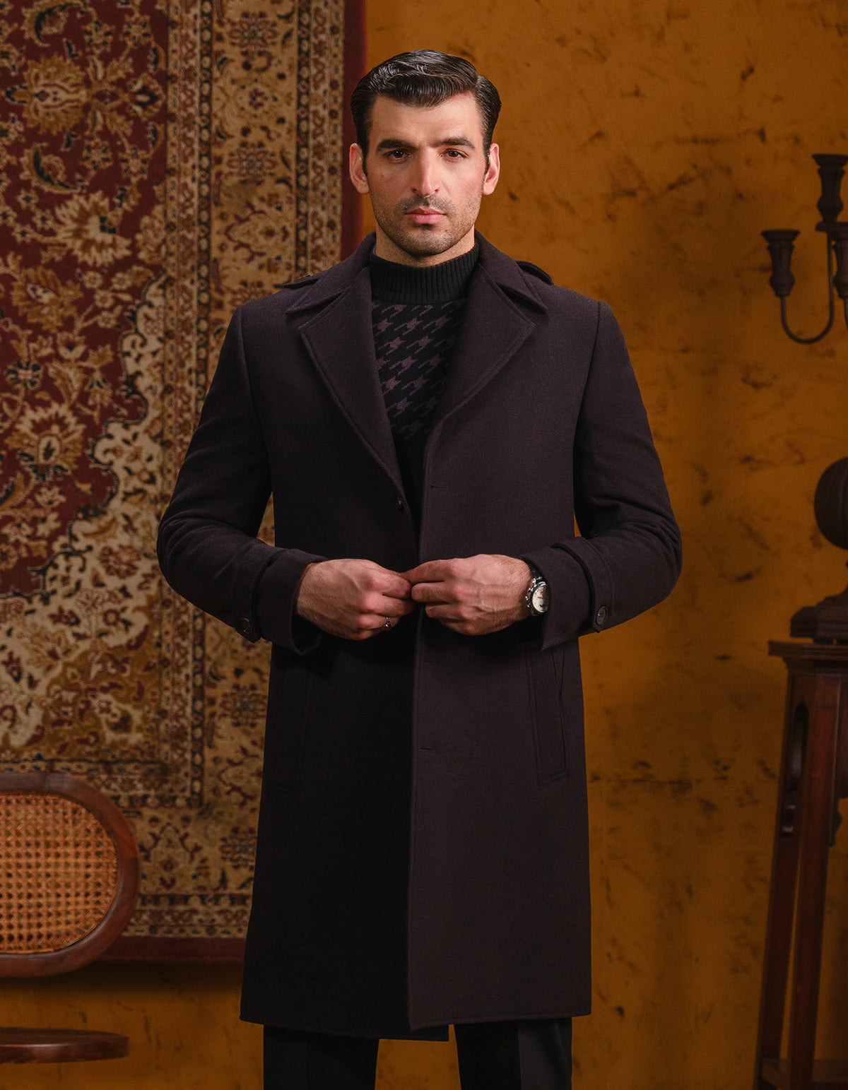Burgundy Over Coat CO23003C-34
