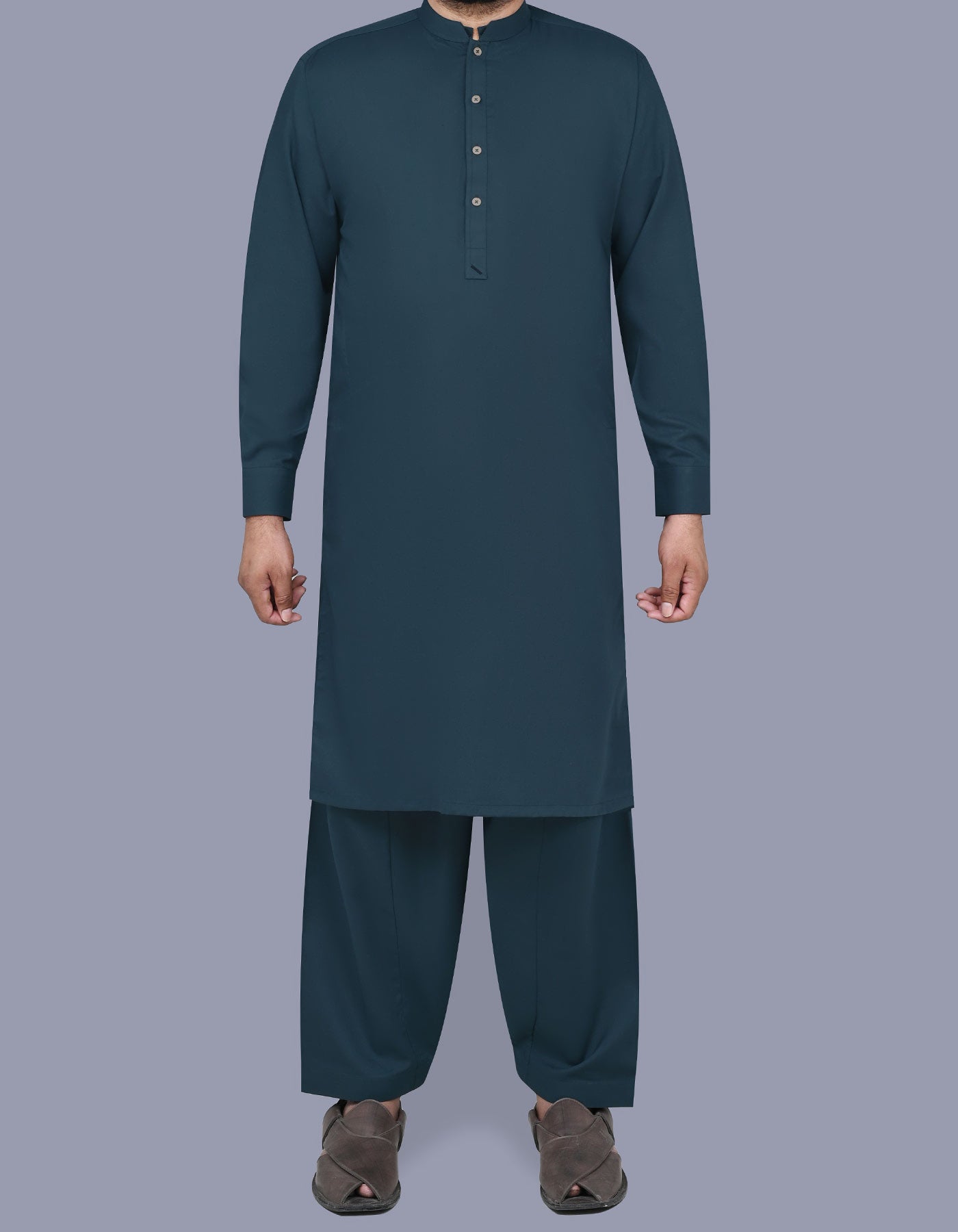 Teal Plain Kameez Shalwar KS2517-3S-XS