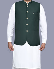D Green Plain Waist Coat WC2519-1C-34