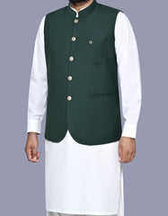 D Green Plain Waist Coat WC2519-1S-38