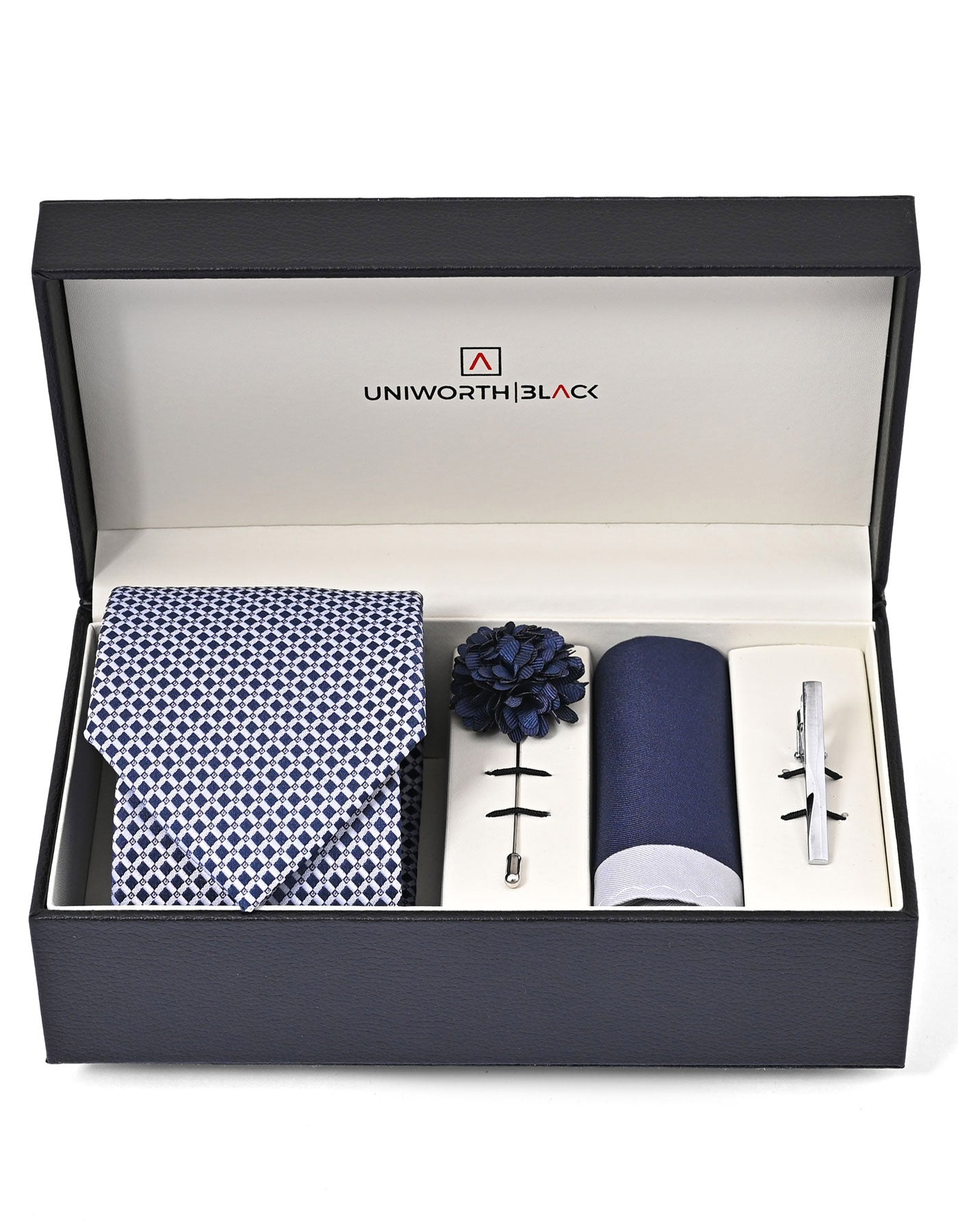 D Navy Texture Men Accessories Box