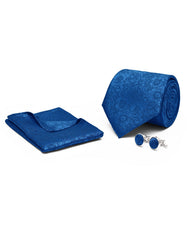 Royal Blue Floral Cufflink Tie Set