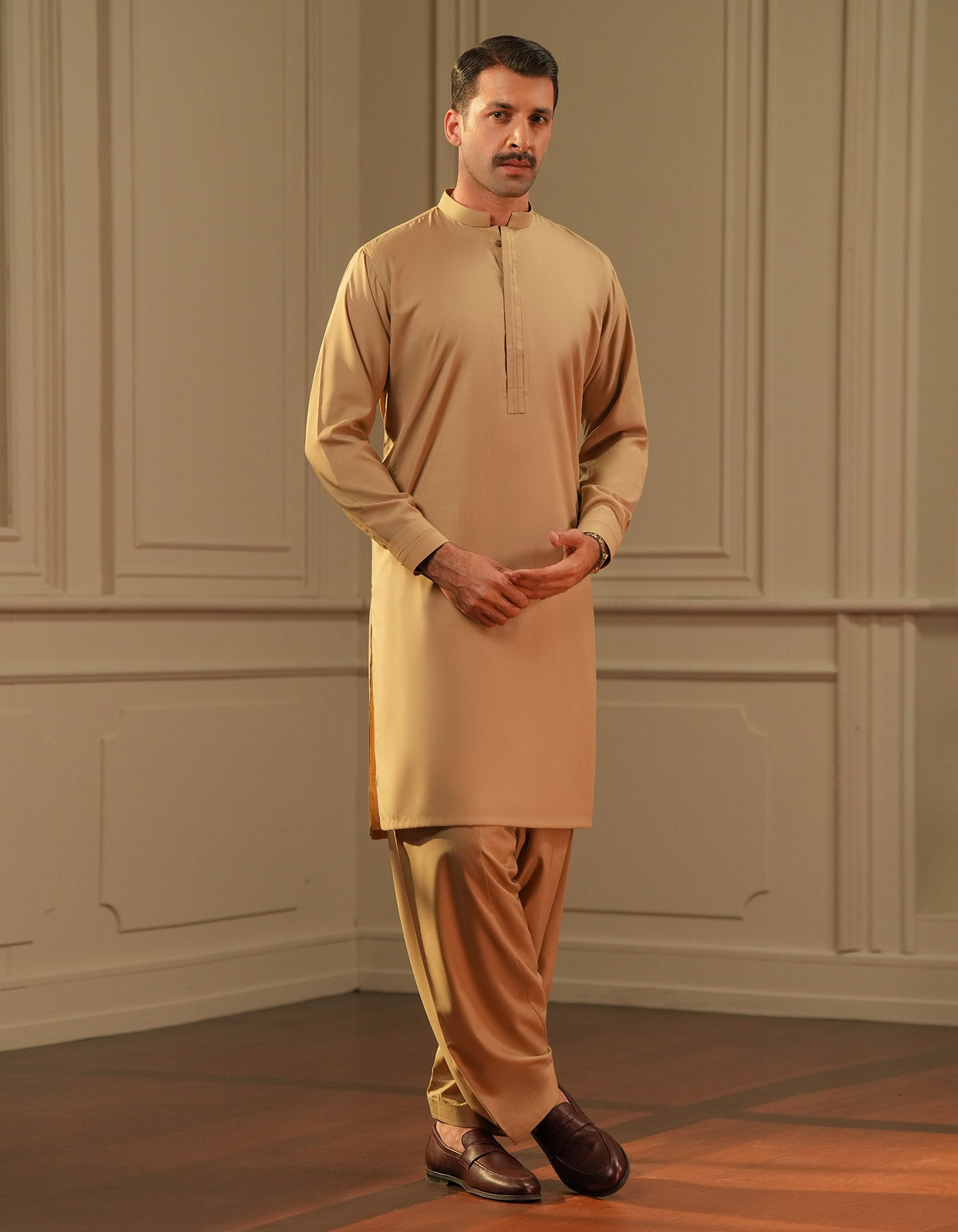 Beige Self Kameez Shalwar KS2429-2S-XS