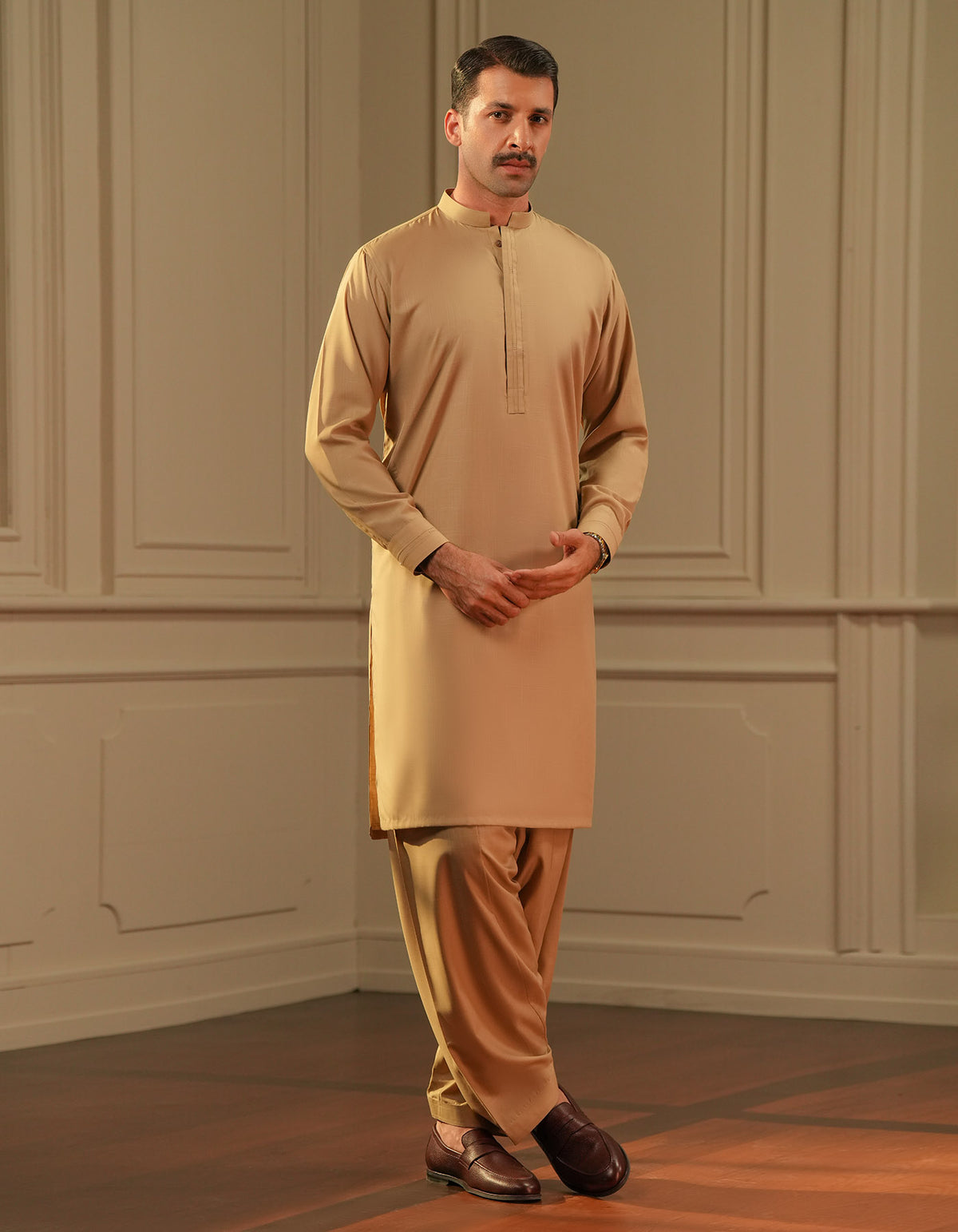Beige Self Kameez Shalwar KS2429-2S-XS