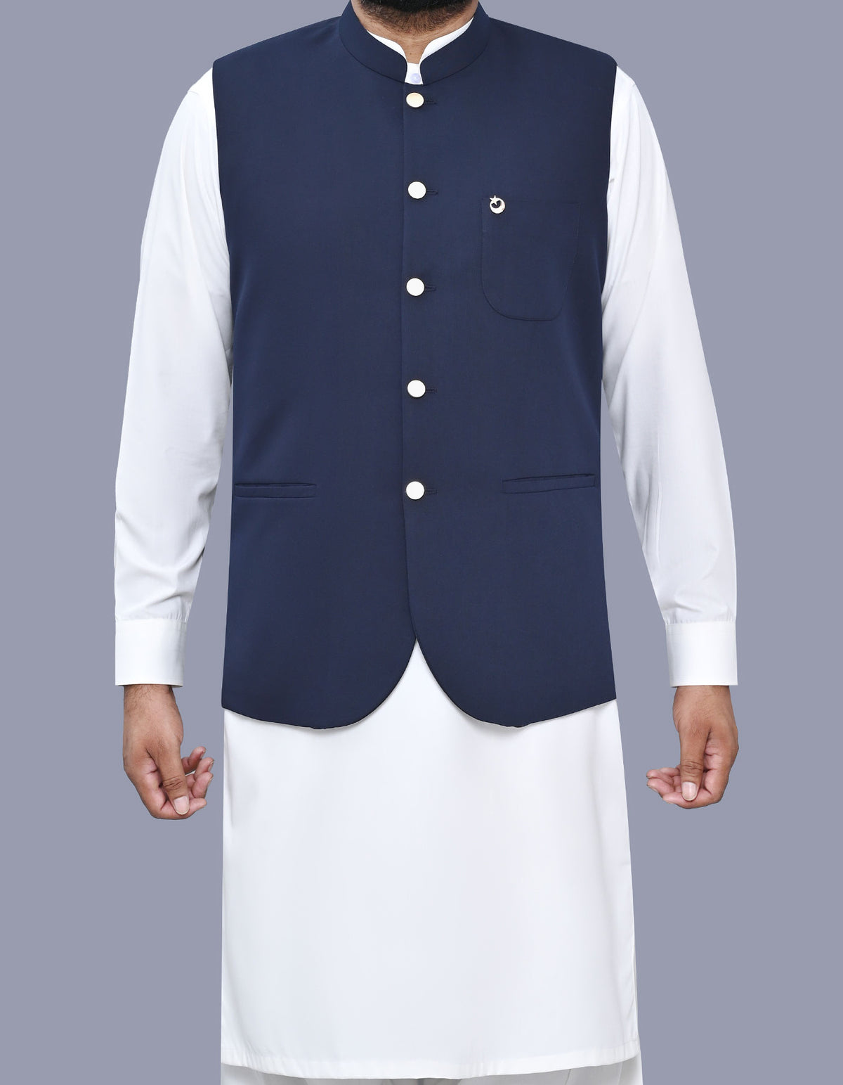 Navy Plain Waist Coat WC2519-7S-34