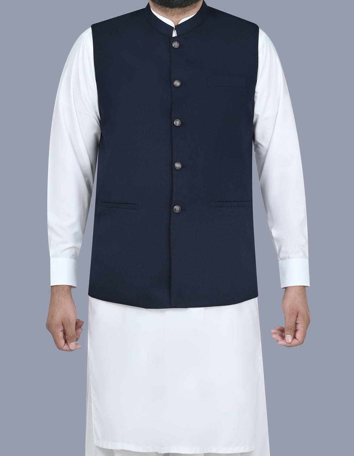 Navy Plain Waist Coat WC2501-5C-34