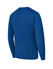 E Blue Cable Knit Crew Neck Sweater