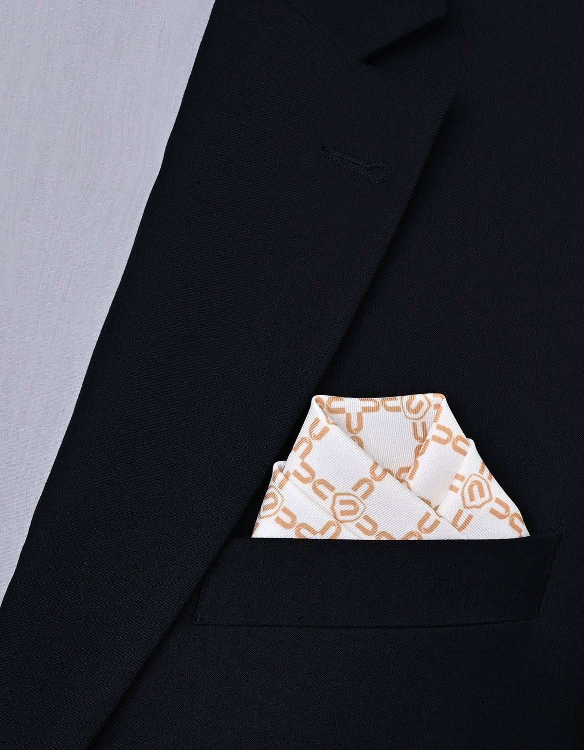 Beige Geometric Pocket Square