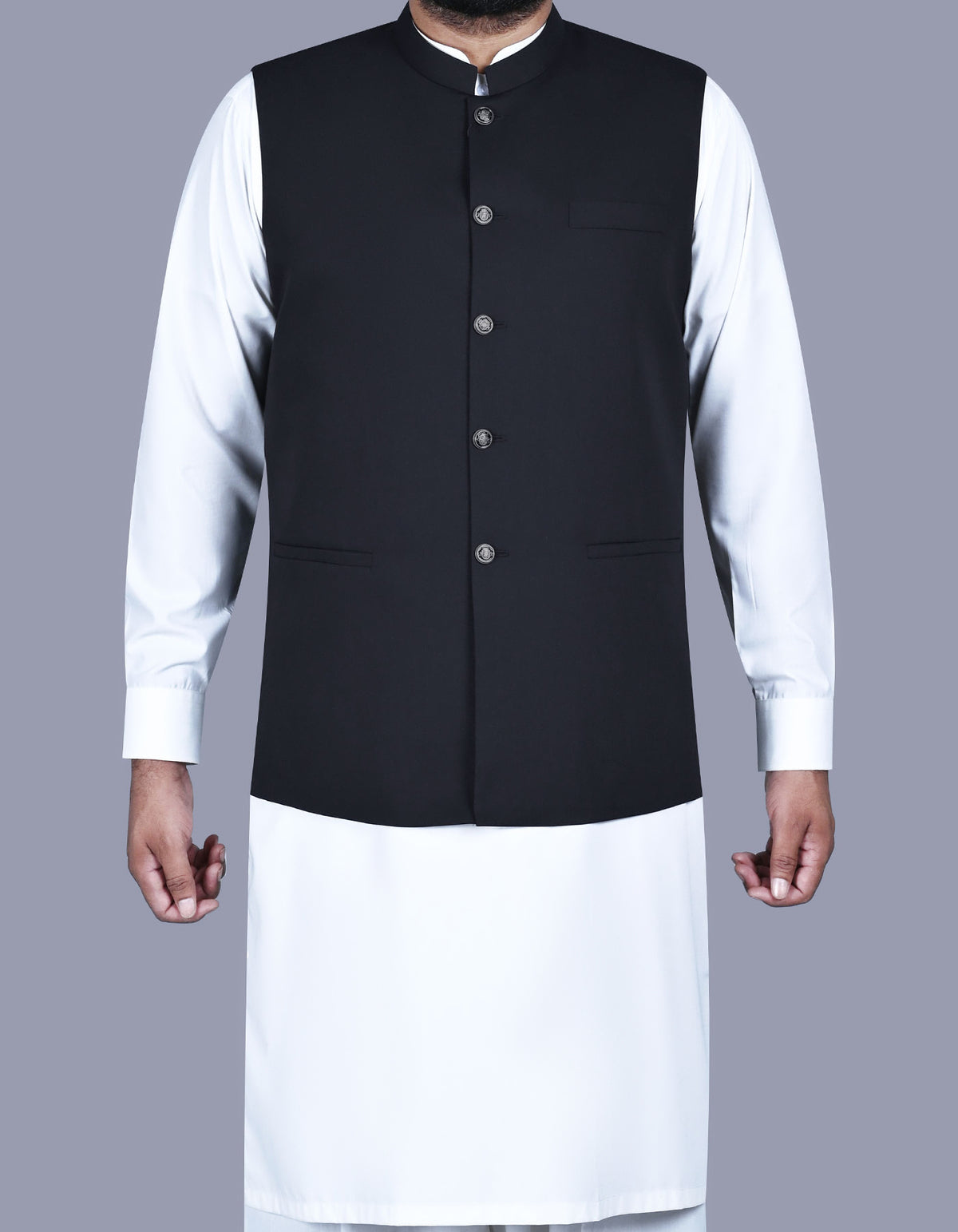 Black Plain Waist Coat WC2520-1S-34