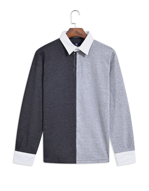 Charcoal Color Block Rugby Polo