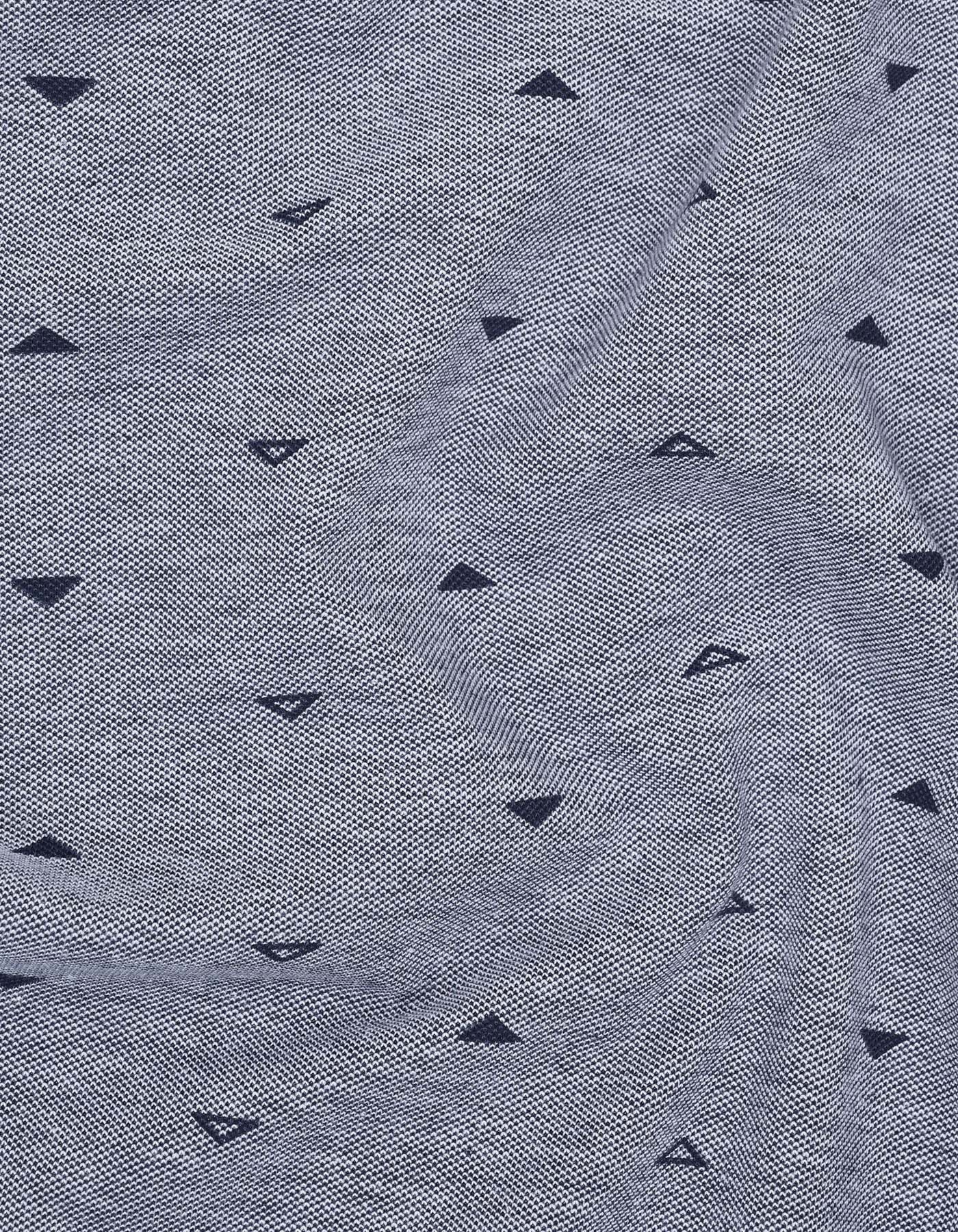 Navy Printed Pique Polo Shirt