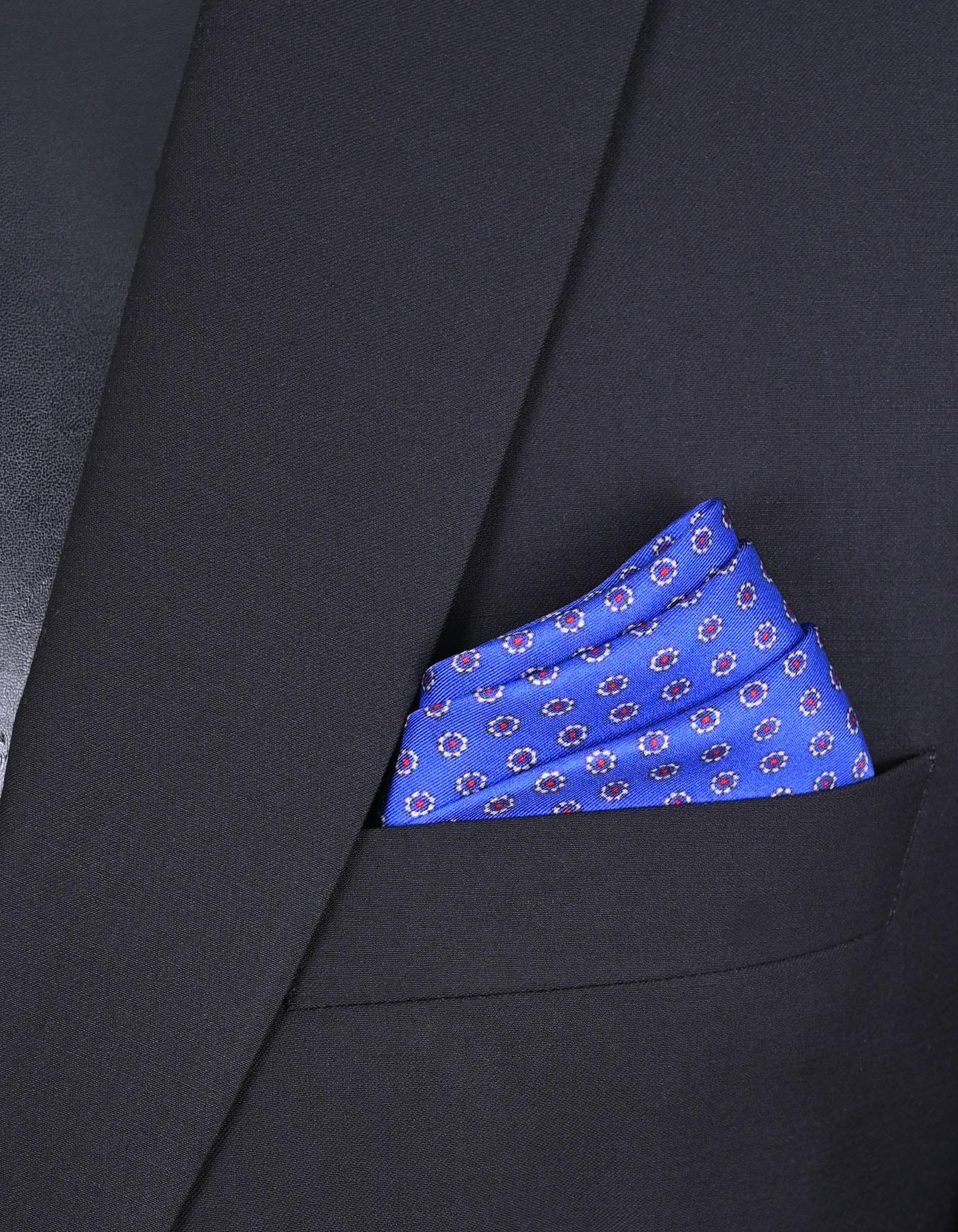 100%Silk Blue/Red Pocket Square