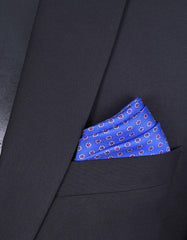 100%Silk Blue/Red Pocket Square