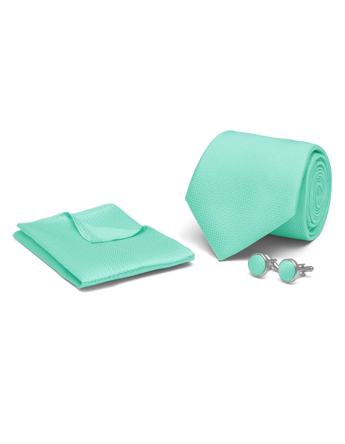 Turquoise Self Cufflink Tie Set