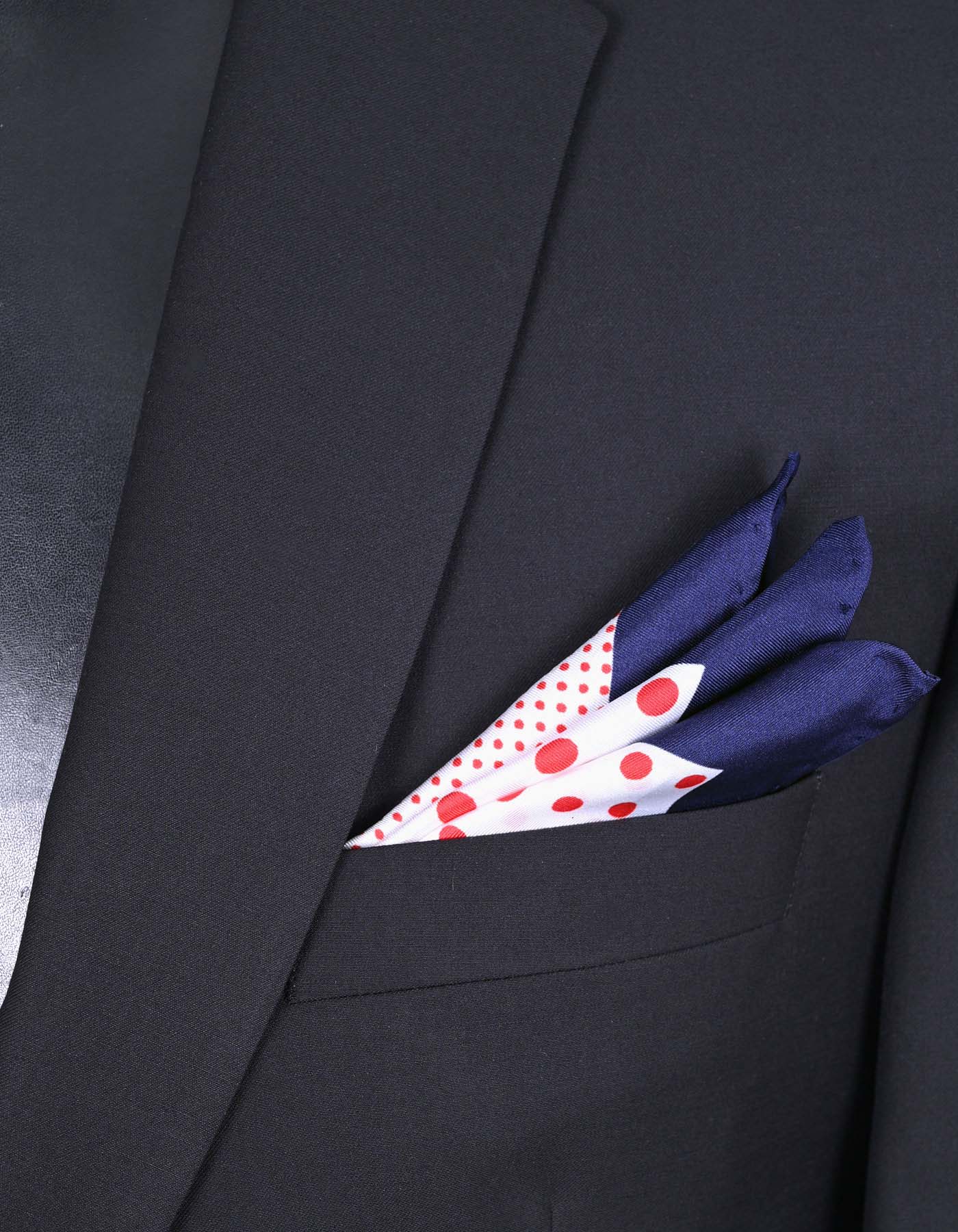 100%Silk Red/White Pocket Square