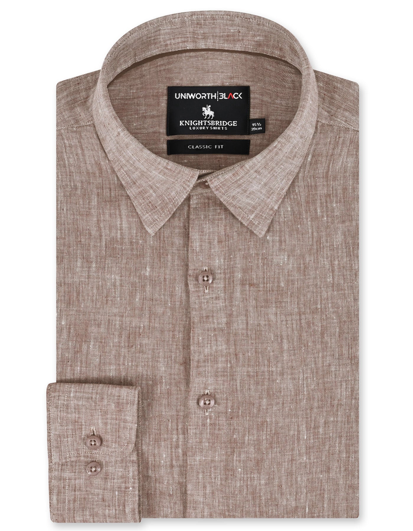 Plain L Brown Classic Fit Shirt FS2418-2RF-14.5