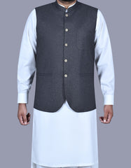 Charcoal Plain Waist Coat WC2519-6S-34