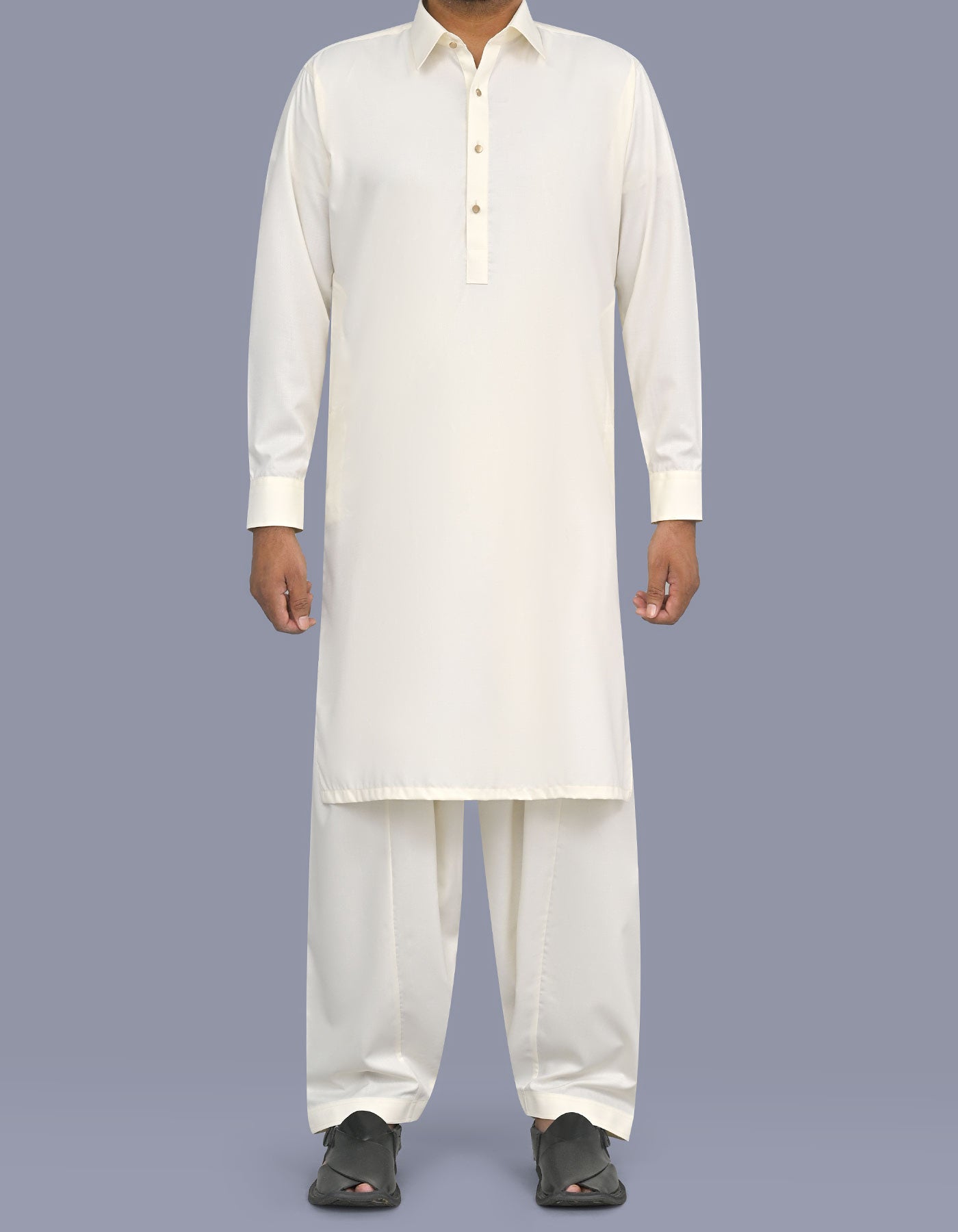 Cream Texture Kameez Shalwar KS26118R-XS