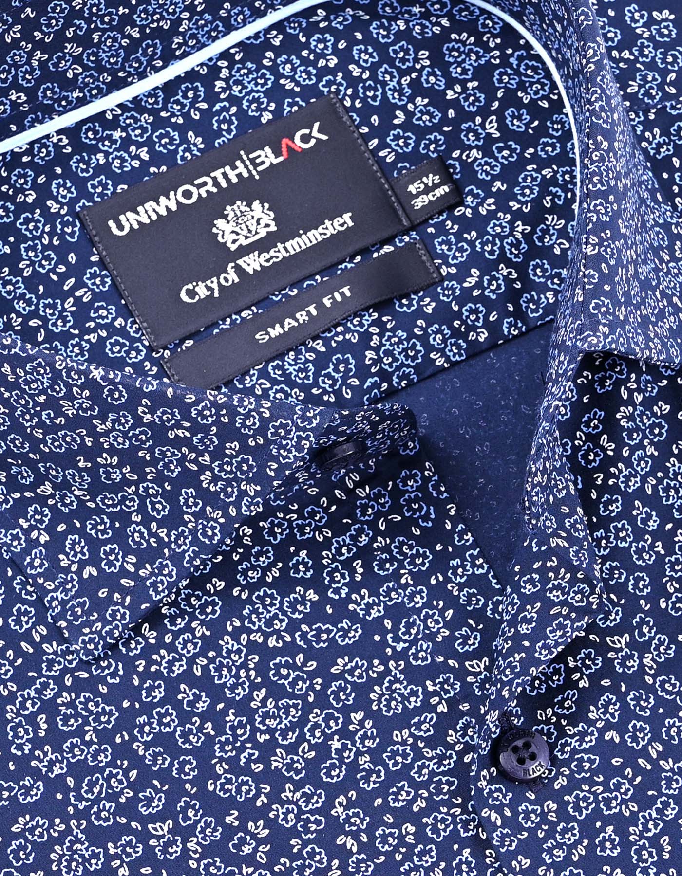 Printed Navy Tailored Smart Fit Shirt FS870-1SF-15.5