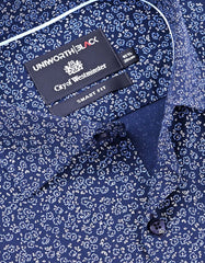 Printed Navy Tailored Smart Fit Shirt FS870-1SF-15.5