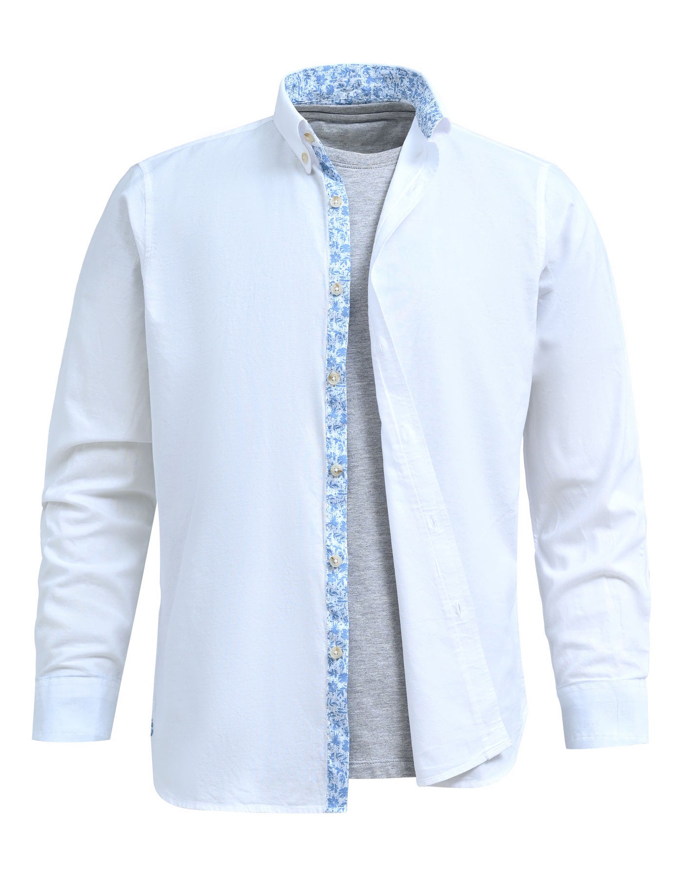 White Basic Plain Casual Shirt CS2442-1R-L