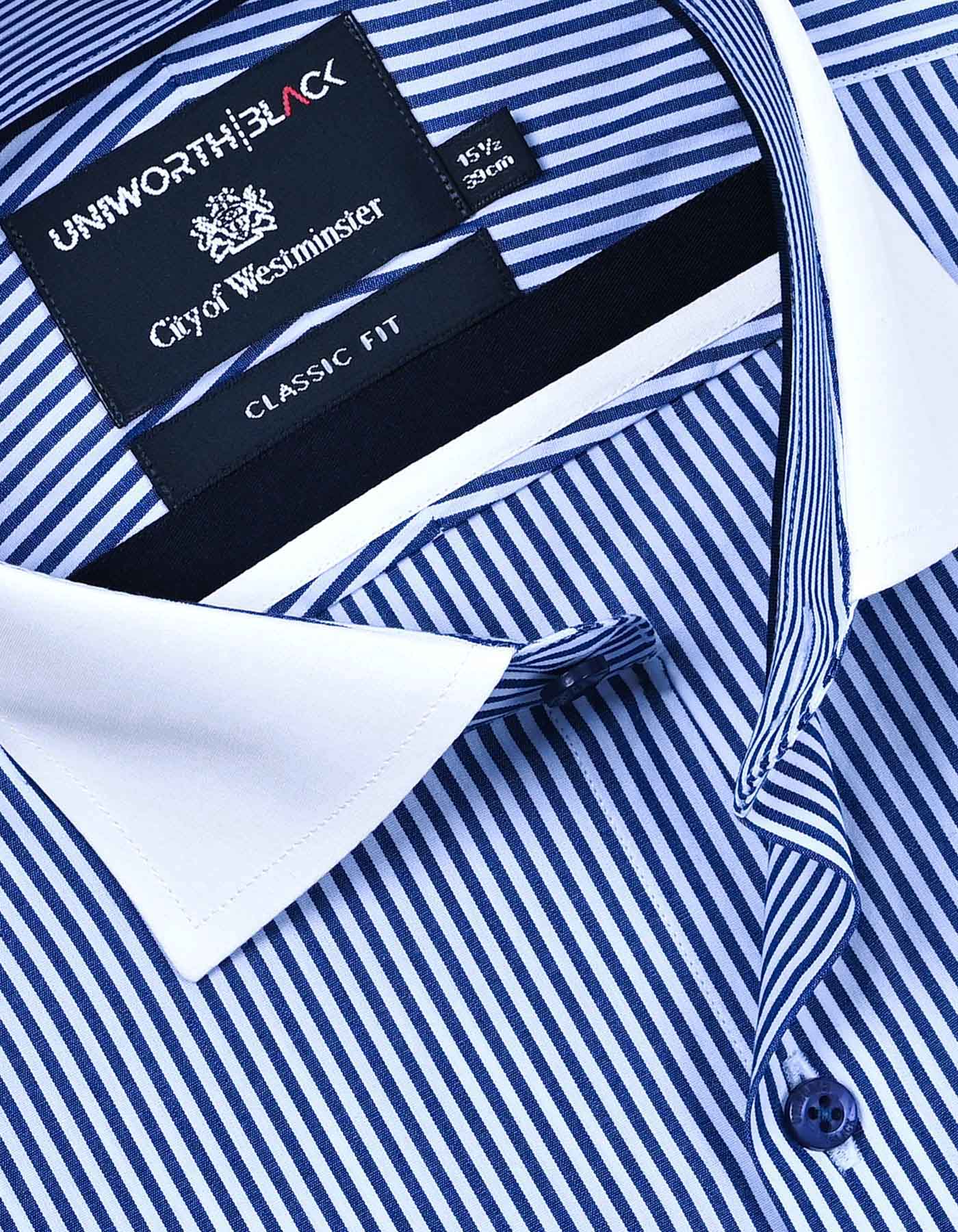 Stripe Navy Classic Fit Shirt FS2871-2RF-15