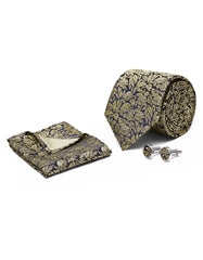 Pale Gold Paisley Cufflink Tie Set
