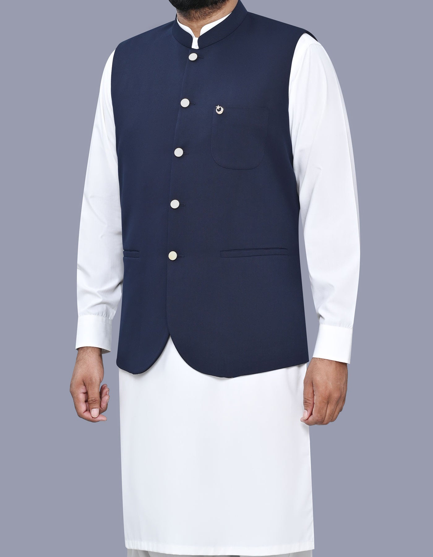 Navy Plain Waist Coat WC2519-7S-38