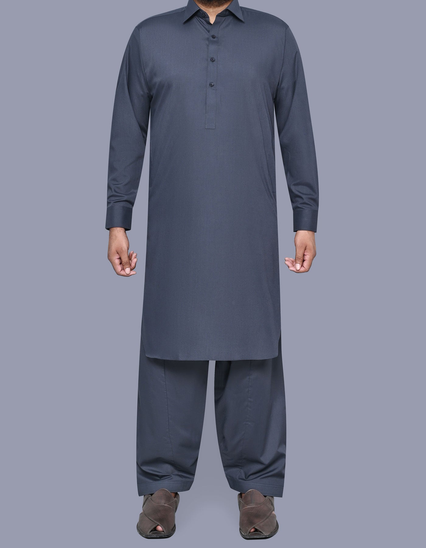 Grey Plain Kameez Shalwar KS2529R-XS