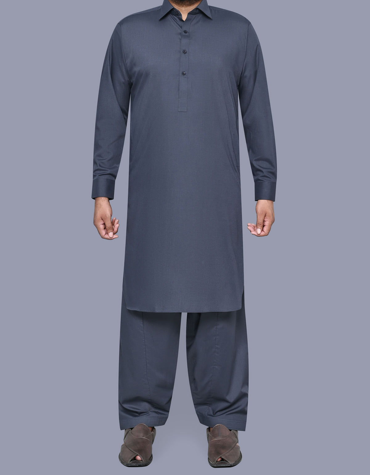 Grey Plain Kameez Shalwar KS2529R-XS