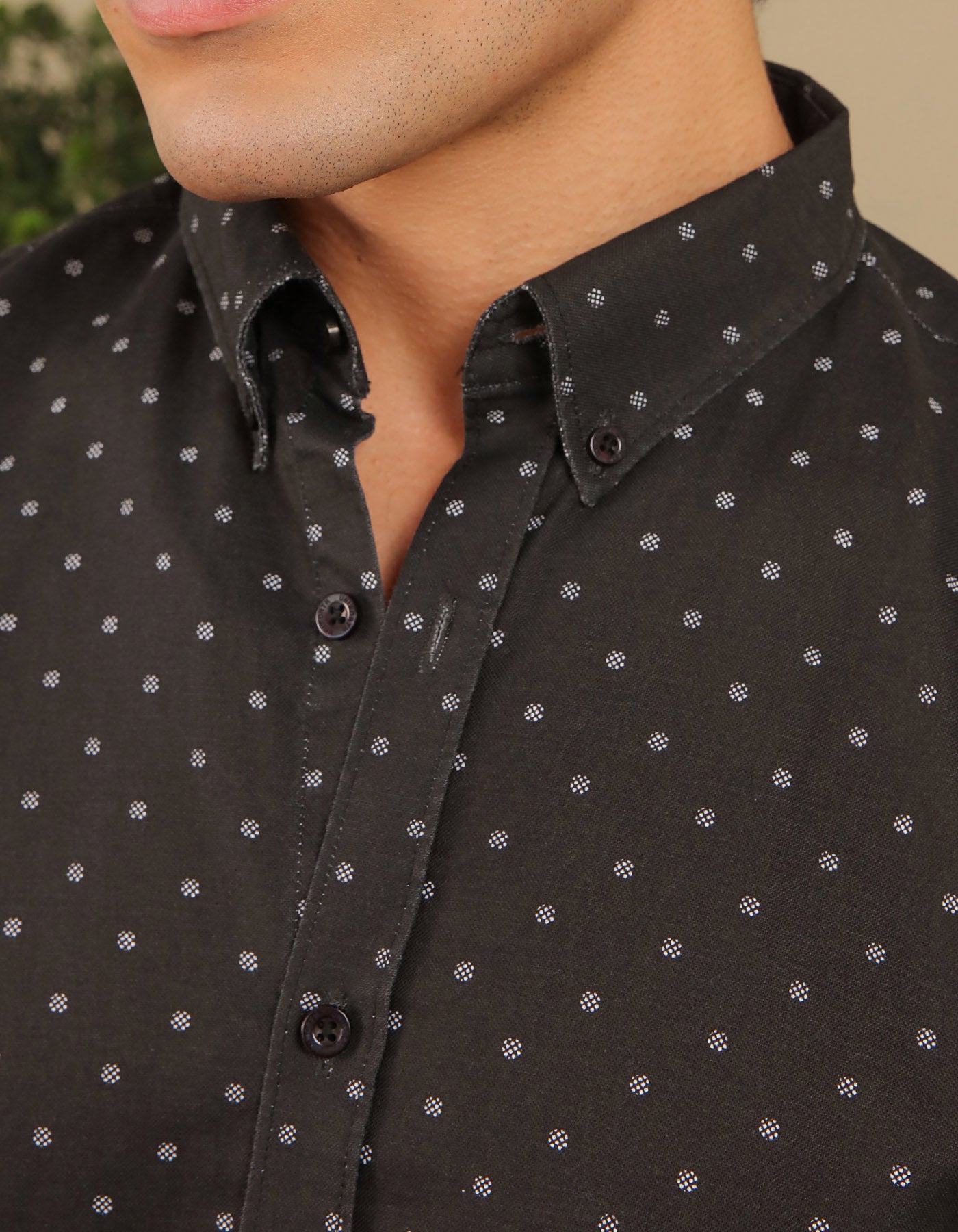 Black Basic Dotted Casual Shirt CS2444R-L