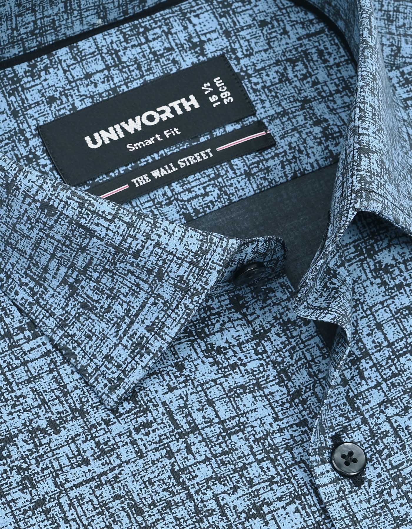 Printed Blue Tailored Smart Fit Shirt FS833-1SF-15