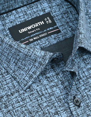 Printed Blue Tailored Smart Fit Shirt FS833-1SF-15
