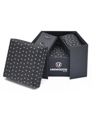 Black Geometric Cufflink Tie Set