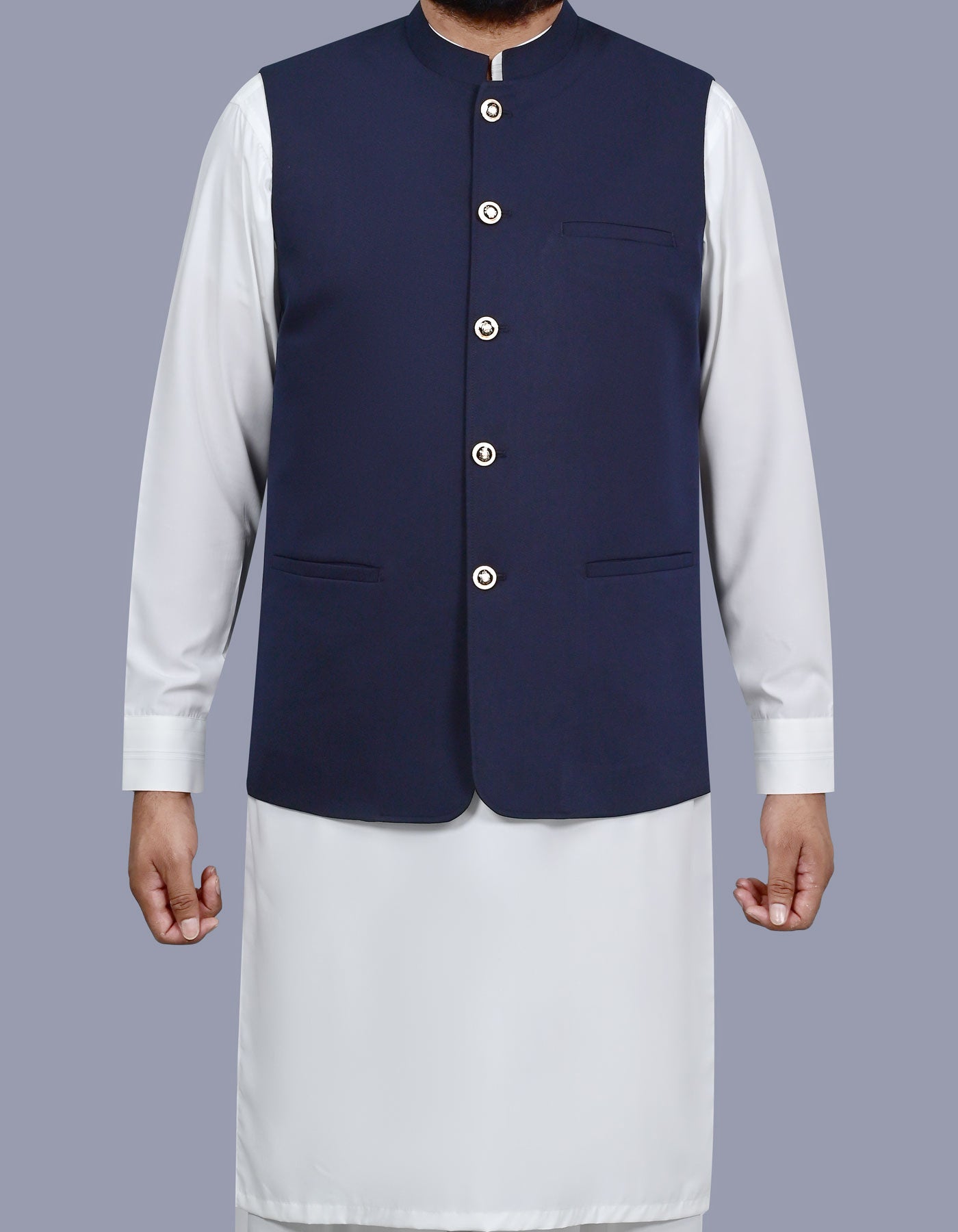 Navy Plain Waist Coat WC2616S-34